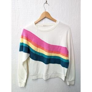Marine Layer Rainbow Stripe Sea Wave Vintage Terry Sweatshirt Size Small